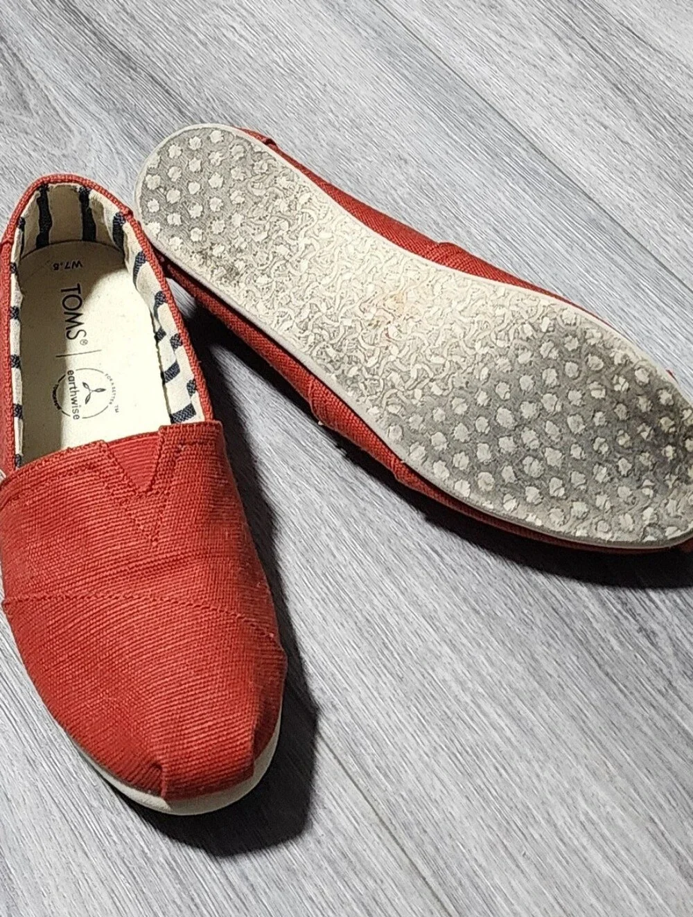 TOMS Alpargata Heritage Orange Canvas Slip On Flats Womens Size 7.5